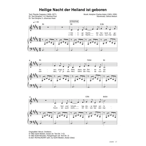 Produktbild des Artikels Heilige Nacht, der Heiland ist geboren (Noten - Download)