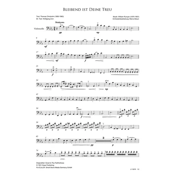 Produktbild des Artikels Bleibend ist deine Treu (Violoncello) (Noten - Download)