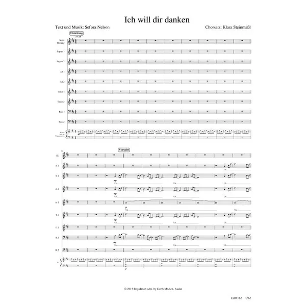 Produktbild des Artikels Ich will dir danken (Noten - Download)