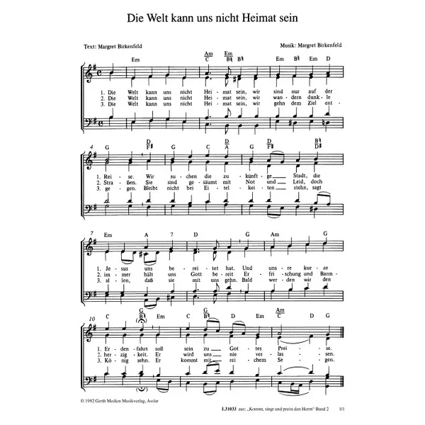 Produktbild des Artikels Die Welt kann uns nicht Heimat sein (Noten - Download)