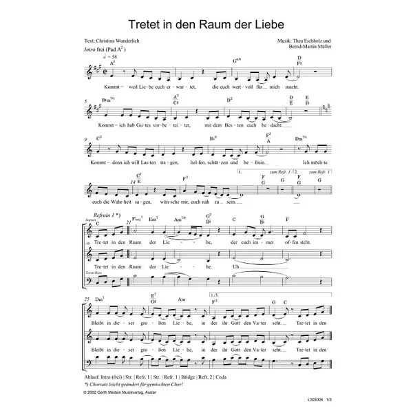 Produktbild des Artikels Tretet in den Raum der Liebe (Noten - Download)