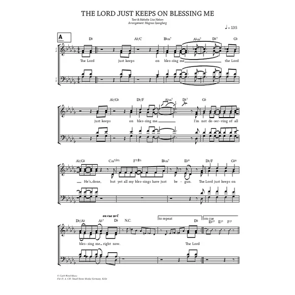Produktbild des Artikels The Lord Just Keeps On Blessing Me (Noten - Download)