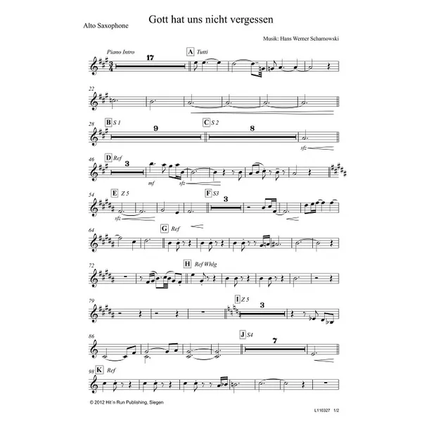 Produktbild des Artikels Gott hat uns nicht vergessen (Alt-Saxophon) (Noten - Download)