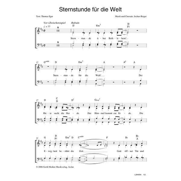 Produktbild des Artikels Sternstunde für die Welt (Noten - Download)