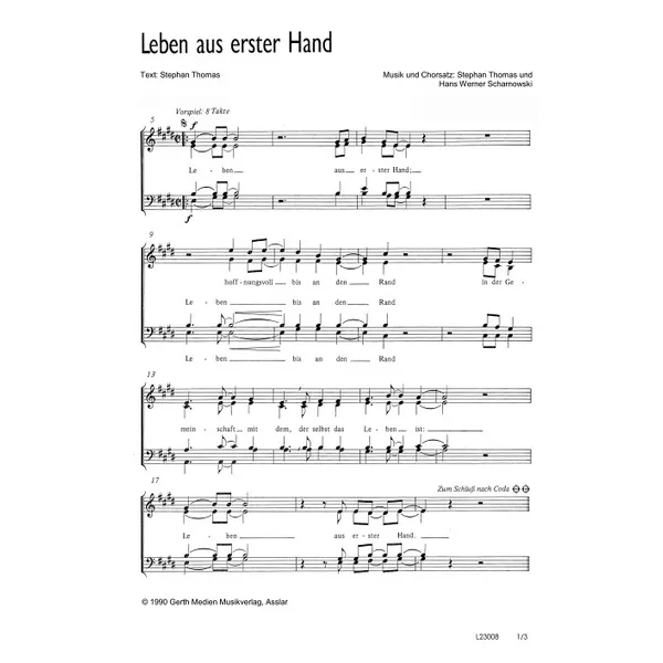 Produktbild des Artikels Leben aus erster Hand (Noten - Download)