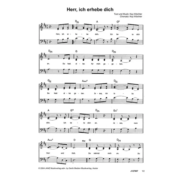 Produktbild des Artikels Herr, ich erhebe dich (Noten - Download)