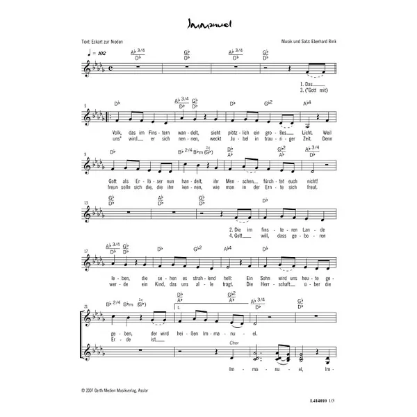 Produktbild des Artikels Immanuel (Noten - Download)