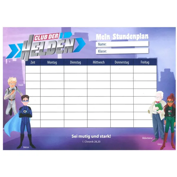Produktbild des Artikels Stundenplan Club der Helden - einzeln (Werbemittel)