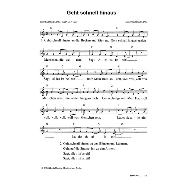 Produktbild des Artikels Geht schnell hinaus (Noten - Download)