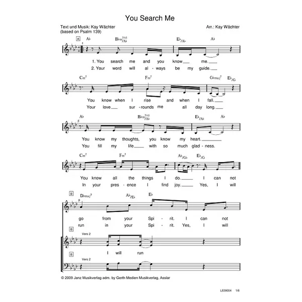 Produktbild des Artikels You Search Me (Noten - Download)