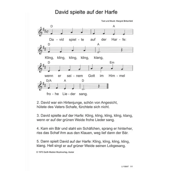 Produktbild des Artikels David spielte auf der Harfe (Noten - Download)