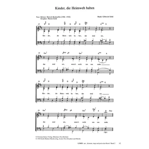 Produktbild des Artikels Kinder, die Heimweh haben (Noten - Download)