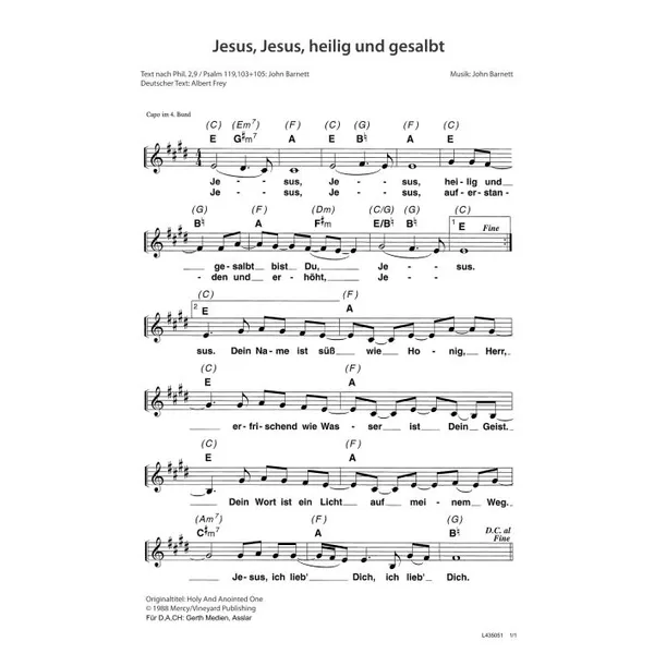 Produktbild des Artikels Jesus, Jesus, heilig und gesalbt (Noten - Download)