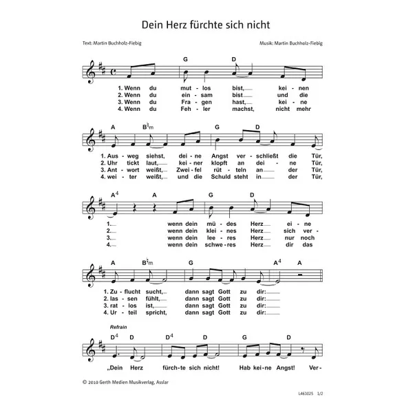 Produktbild des Artikels Dein Herz fürchte sich nicht (Noten - Download)