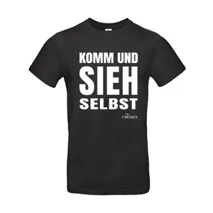 Produktbild des Artikels T-Shirt "Komm und sieh selbst" - schwarz (Kleidung)