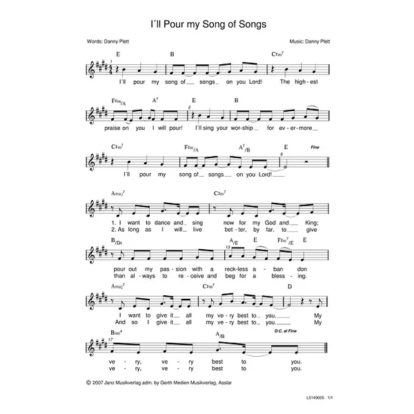 Produktbild des Artikels I'll Pour My Song Of Songs (Noten - Download)