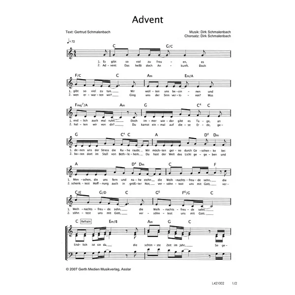 Produktbild des Artikels Advent (Noten - Download)
