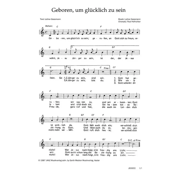 Produktbild des Artikels Geboren, um glücklich zu sein (Noten - Download)