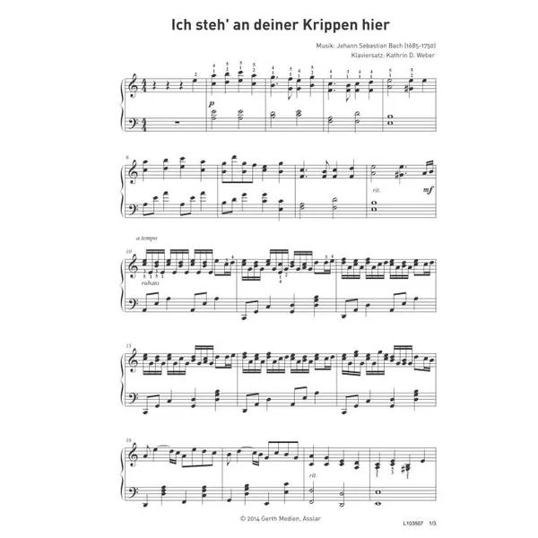 Produktbild des Artikels Ich steh an deiner Krippen hier (Noten - Download)