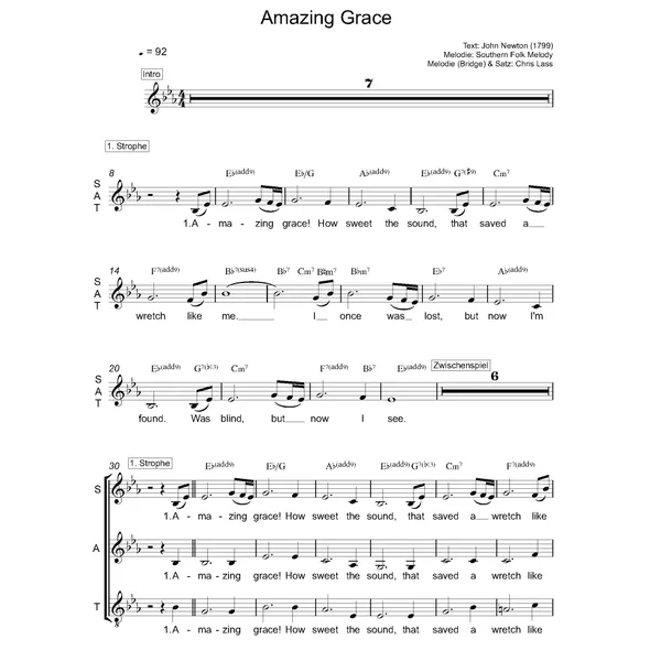 Produktbild des Artikels Amazing Grace (Noten - Download)