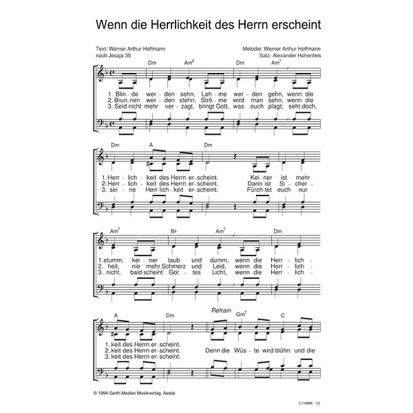 Produktbild des Artikels Wenn die Herrlichkeit des Herrn erscheint (Noten - Download)