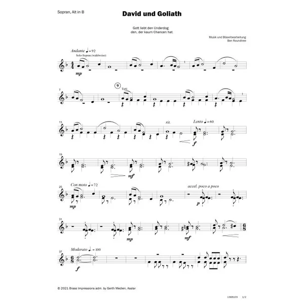 Produktbild des Artikels David und Goliath (Noten - Download)