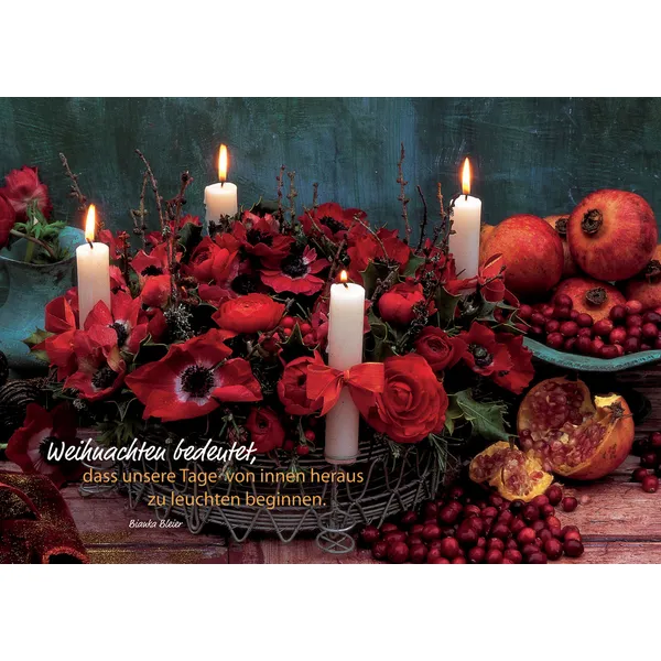 Produktbild des Artikels Faltkarte "Weihnachten bedeutet, dass unsere Tage von innen..." - 5 Stück (Schreibwaren)