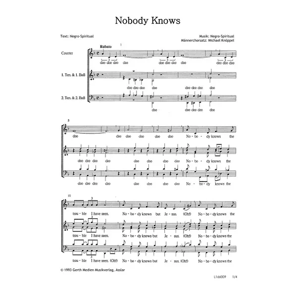 Produktbild des Artikels Nobody Knows (Noten - Download)