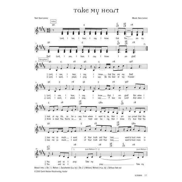 Produktbild des Artikels Take My Heart (Noten - Download)