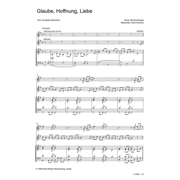 Produktbild des Artikels Glaube, Hoffnung, Liebe (Noten - Download)