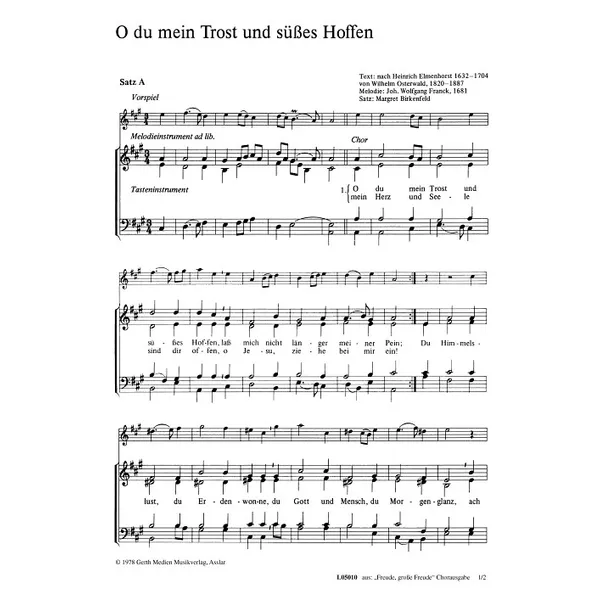 Produktbild des Artikels O du mein Trost und süßes Hoffen (Noten - Download)