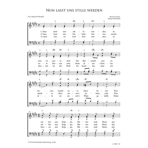 Produktbild des Artikels Nun lasst uns stille werden (Noten - Download)