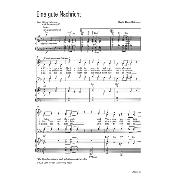 Produktbild des Artikels Eine gute Nachricht (Noten - Download)