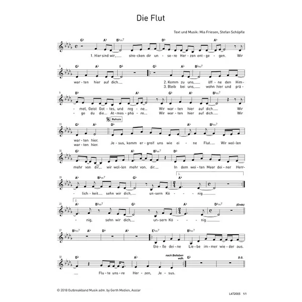 Produktbild des Artikels Die Flut (Noten - Download)