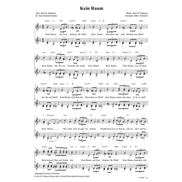 Produktbild des Artikels Kein Raum (Noten - Download)