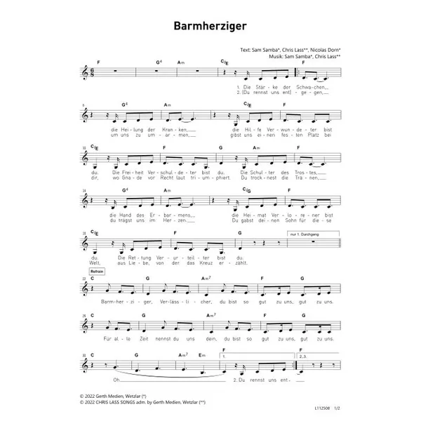 Produktbild des Artikels Barmherziger (Noten - Download)