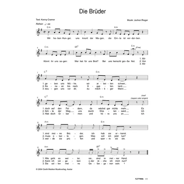 Produktbild des Artikels Die Brüder (Noten - Download)