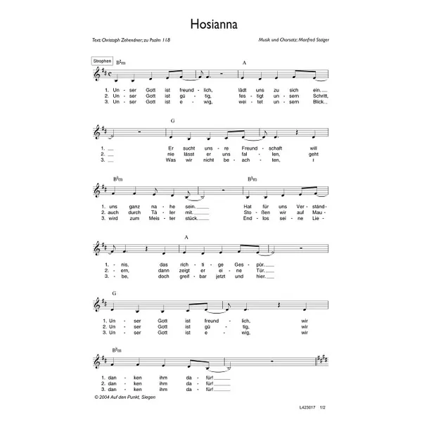 Produktbild des Artikels Hosianna (Noten - Download)