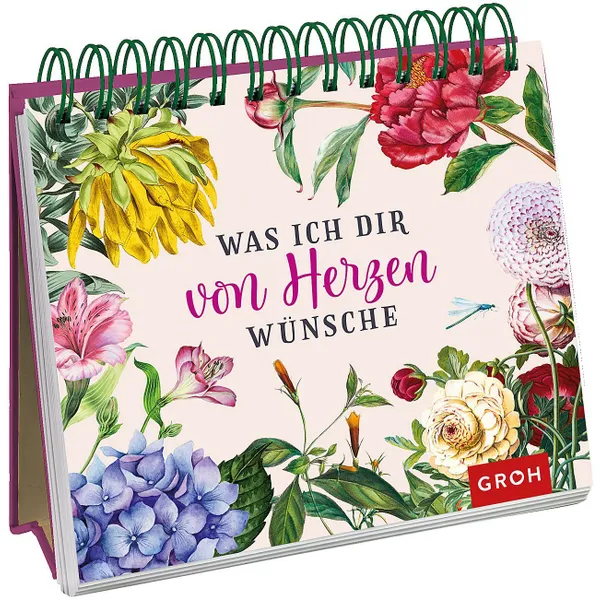 Produktbild des Artikels Was ich dir von Herzen wünsche- Aufstellbuch (Buch - Spiralbindung)