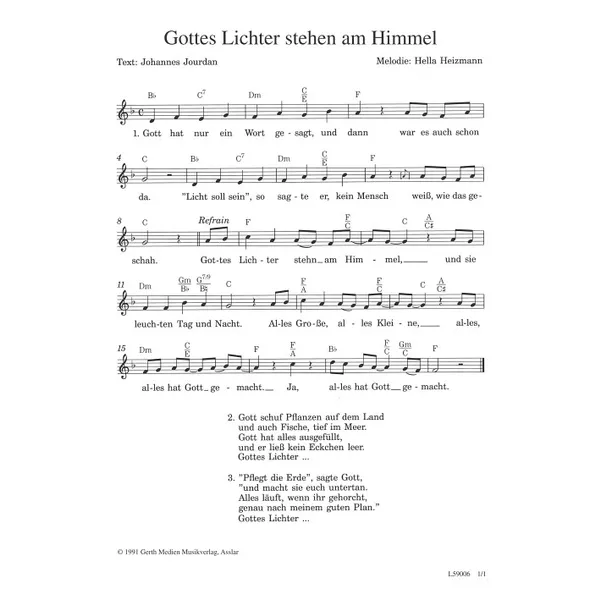 Produktbild des Artikels Gottes Lichter stehn am Himmel (Noten - Download)