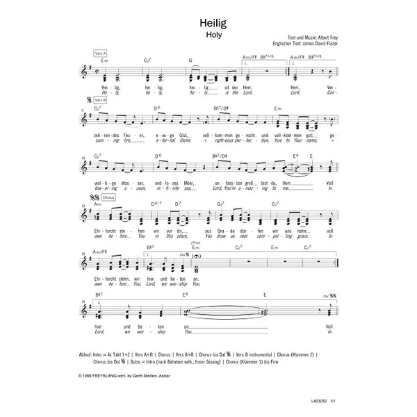 Produktbild des Artikels Holy (Noten - Download)