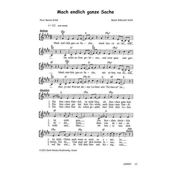 Produktbild des Artikels Mach endlich ganze Sache (Noten - Download)