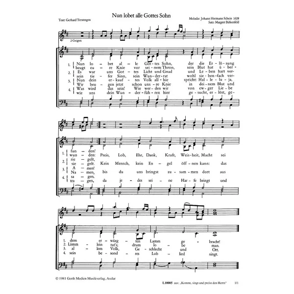 Produktbild des Artikels Nun lobet alle Gottes Sohn (Noten - Download)