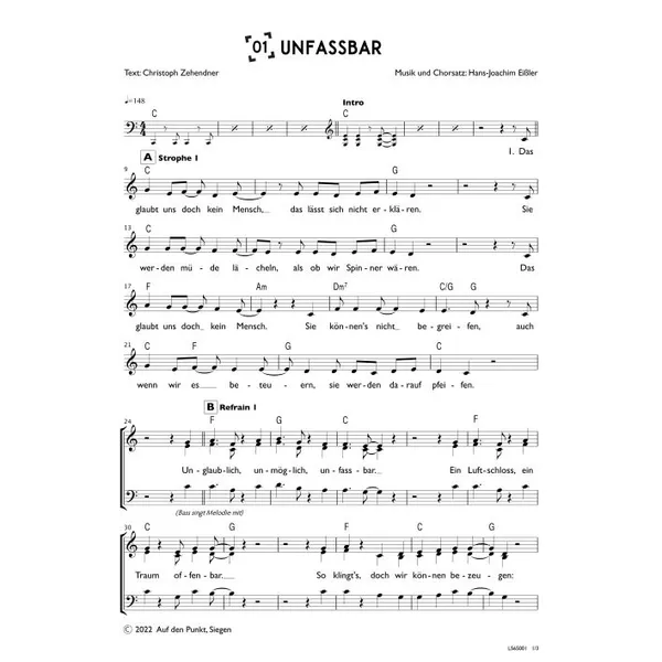 Produktbild des Artikels Unfassbar (Chor) (Noten - Download)