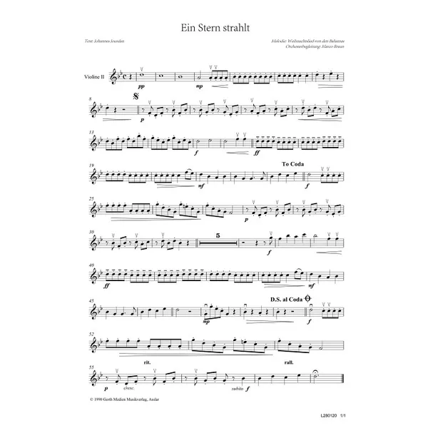 Produktbild des Artikels Ein Stern strahlt (Violine 2) (Noten - Download)