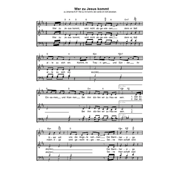 Produktbild des Artikels Wer zu Jesus kommt (Noten - Download)