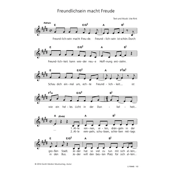 Produktbild des Artikels Freundlichsein macht Freude (Noten - Download)