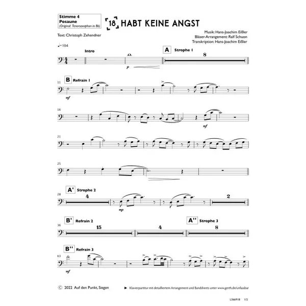 Produktbild des Artikels Habt keine Angst (4. Posaune) (Noten - Download)