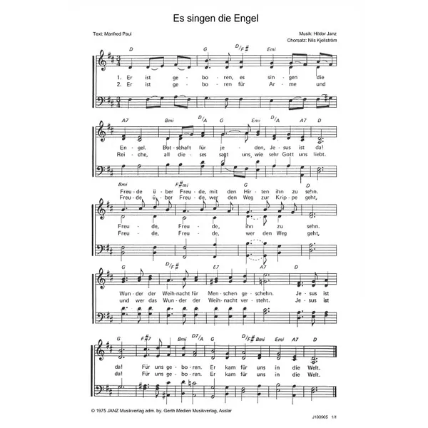 Produktbild des Artikels Es singen die Engel (Noten - Download)