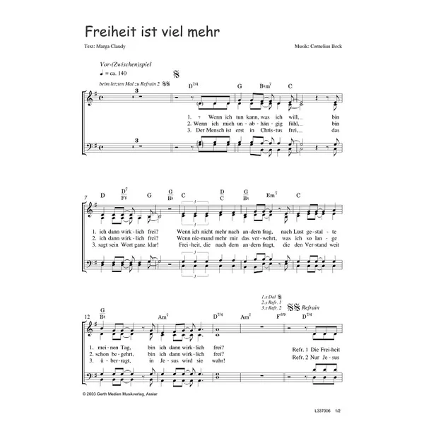 Produktbild des Artikels Freiheit ist viel mehr (Noten - Download)